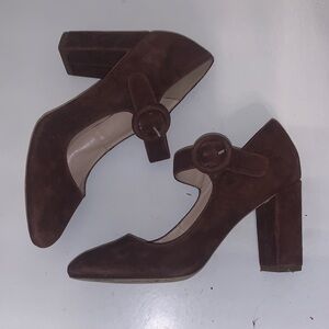 Sole Society Chocolate Suede Block Heels